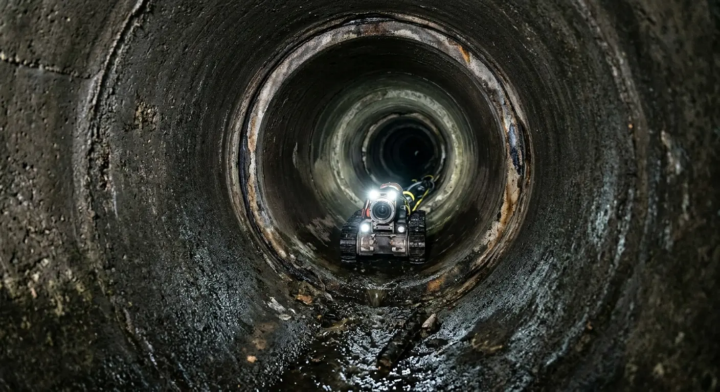 Robotic sewer camera inspecting pipe interior for Sewer Line Cleaning in Millcreek